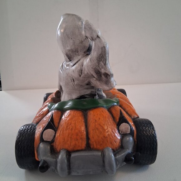 Vintage Holland Mold 2 Piece Ghost in Pumpkin Car Ceramic Halloween Figurine - Picture 4 of 5